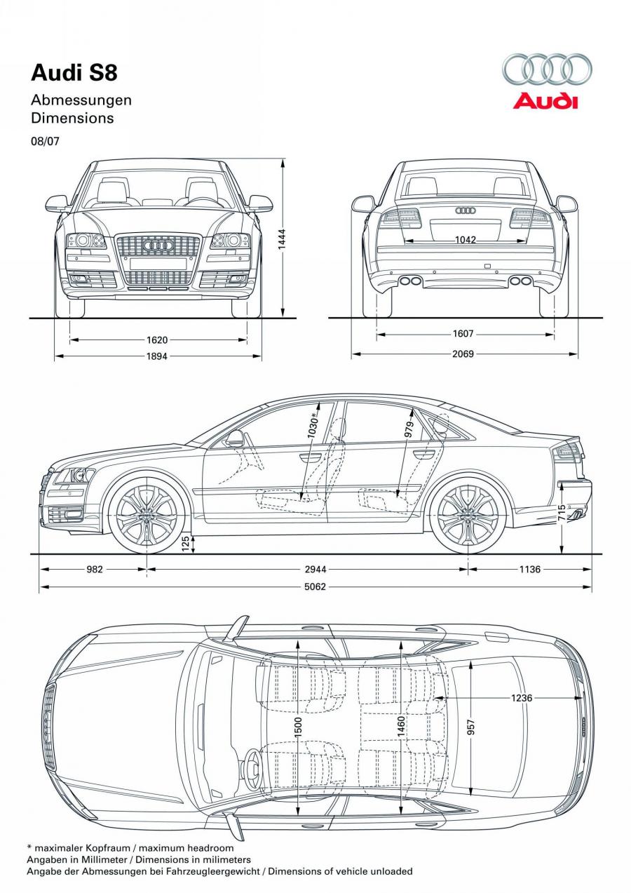 Схема Audi S8 в кузове D3, выпускаемого с 2008 года по 2011 год для рынка  Всего мира и стран с правосторонним движением. Фото 12. VERcity