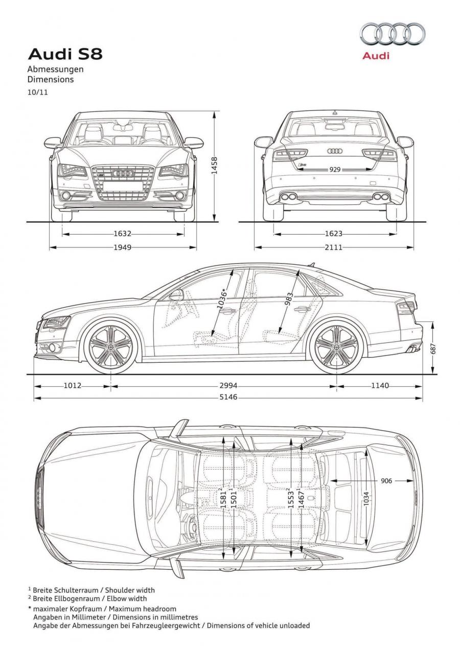 Схема Audi S8 в кузове D4, выпускаемого с 2012 года по 2013 год для рынка  Всего мира и стран с правосторонним движением. Фото 34. VERcity