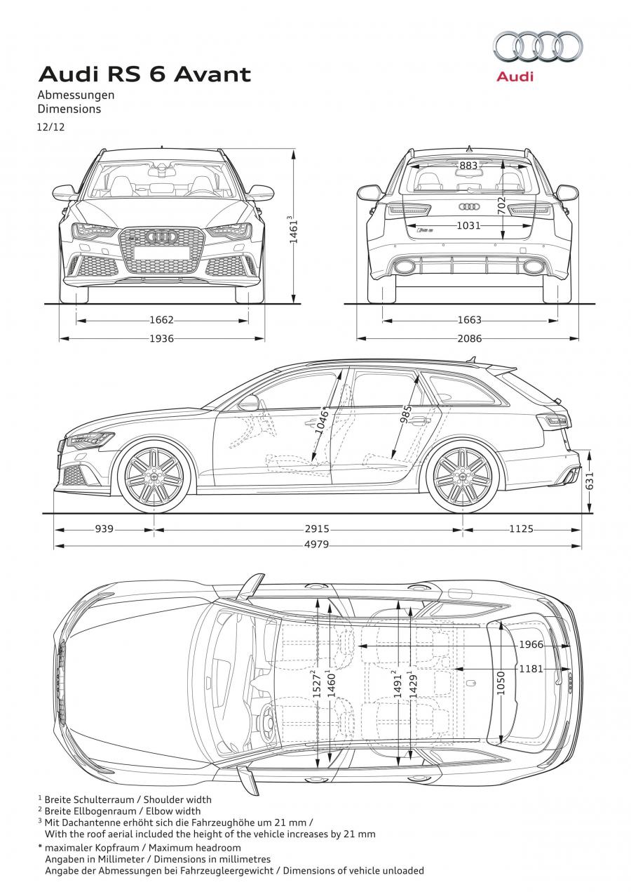 Схема Audi RS6 Avant в кузове 4G, C7, выпускаемого с 2013 года по 2014 год  для рынка Всего мира и стран с правосторонним движением. Фото 16. VERcity