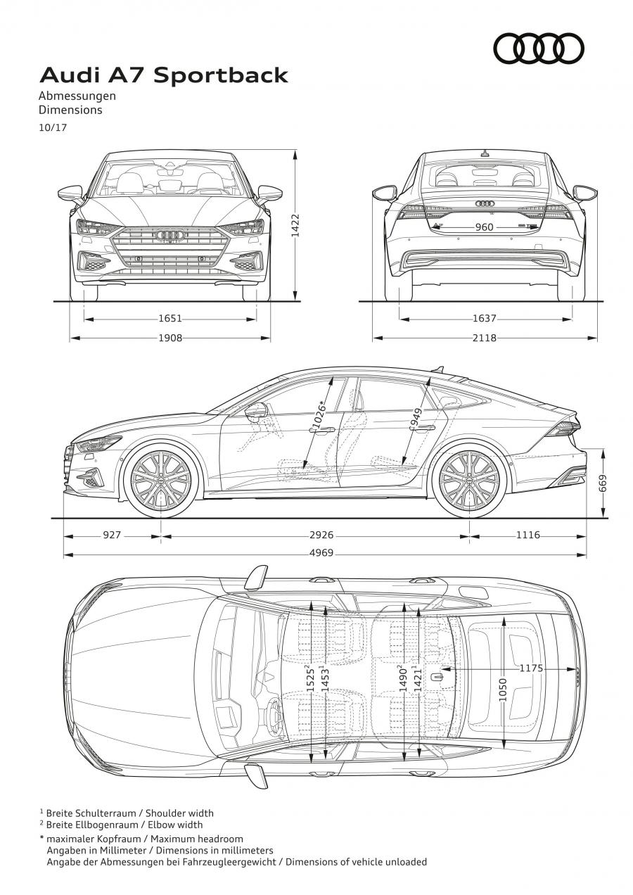 Схема Audi A7 Sportback Quattro S-Line 2017 года выпуска для рынка Всего  мира и стран с правосторонним движением. Фото 13. VERcity