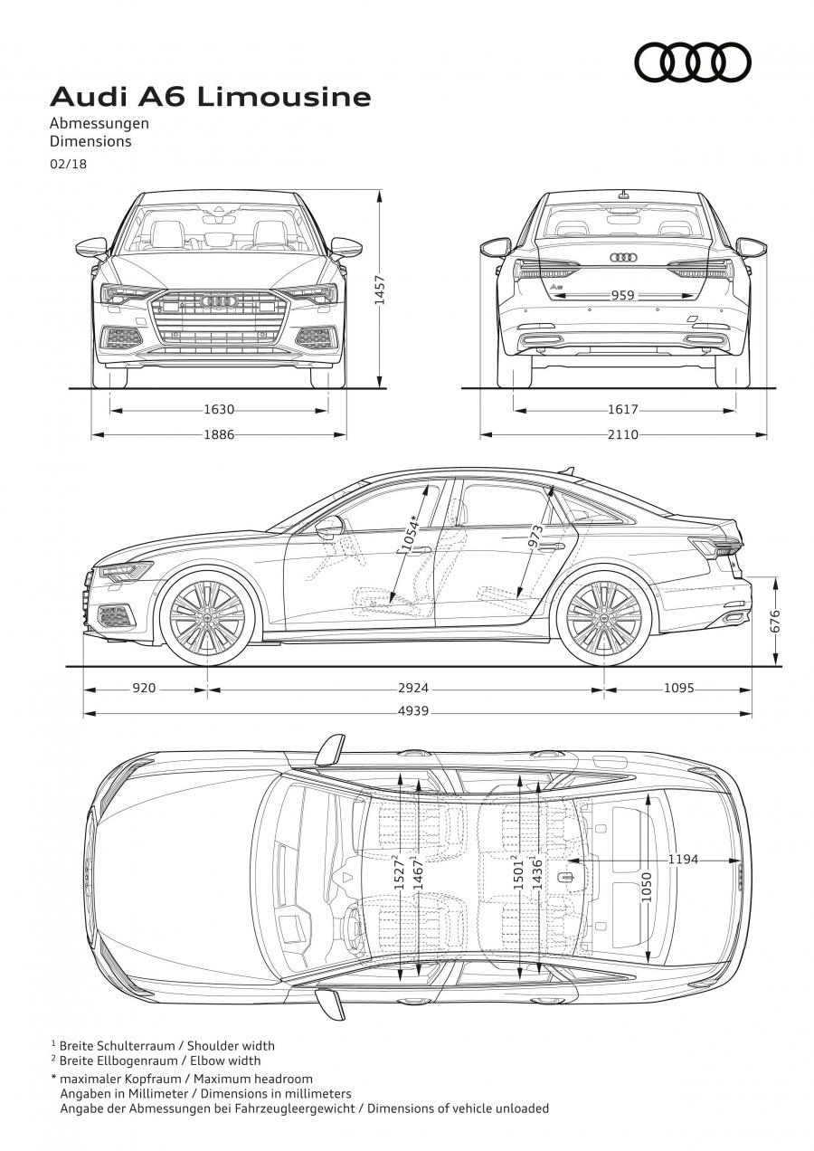 Схема Audi A6 50 TDI Quattro S-Line в кузове C8 2018 года выпуска для рынка  Всего мира и стран с правосторонним движением. Фото 12. VERcity