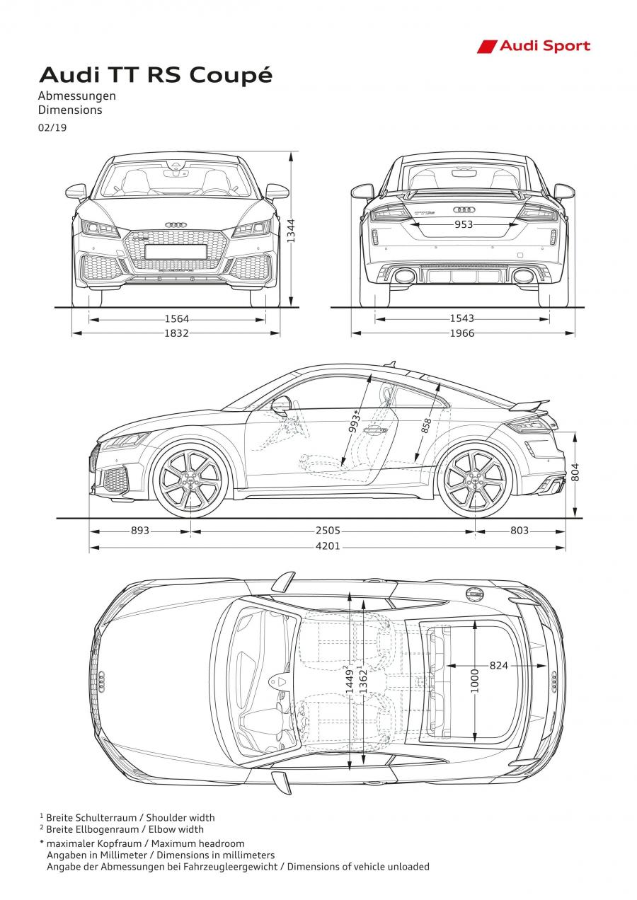 Схема Audi TT RS Coupe в кузове 8S 2019 года выпуска для рынка Всего мира и  стран с правосторонним движением. Фото 60. VERcity