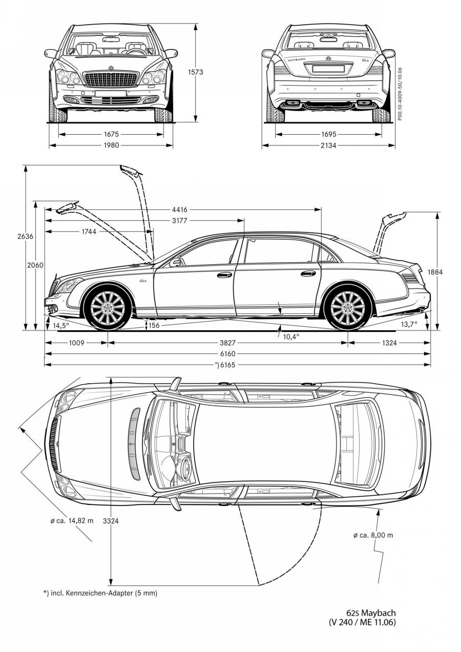 Схема Maybach 62 в кузове V240 2002 года выпуска. Фото 5. VERcity
