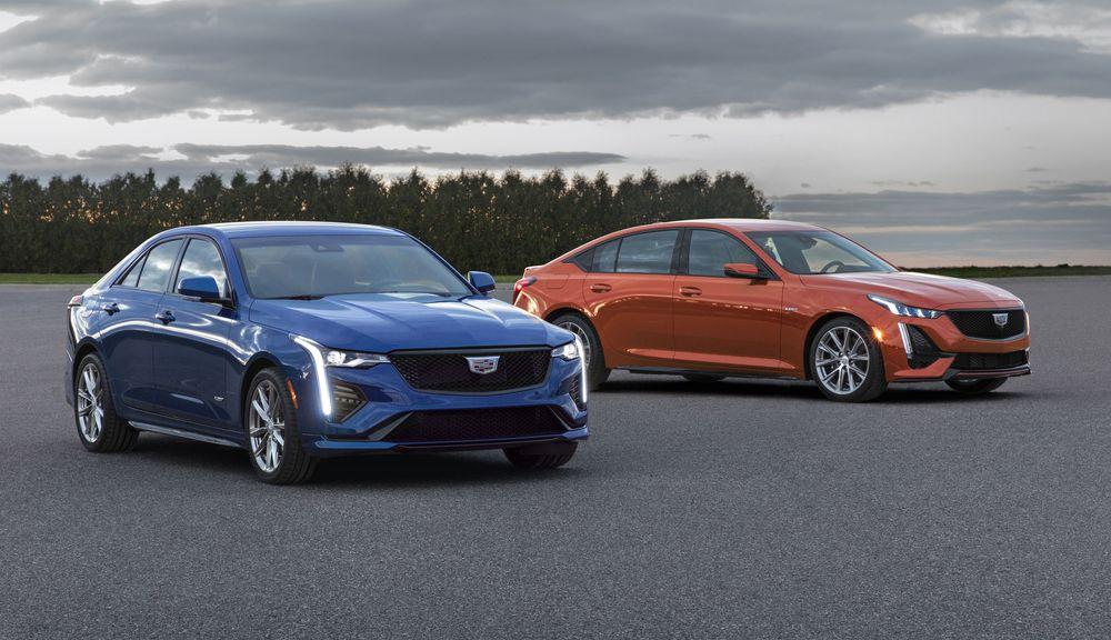 Показаны два обновленных седана от Cadillac: CT4-V и CT5-V