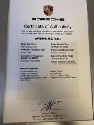 Porsche 911 Speedster 1989 года