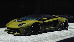 Самый низкий Aventador сочетает в себе широкотелый пакет Liberty Walk из карбона и зеленый окрас