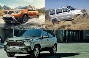 Недорогие внедорожники: УАЗ Патриот, LADA Niva Travel и Renault Duster