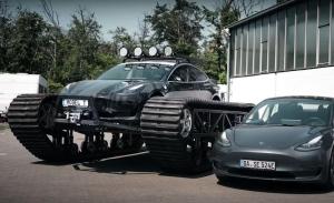 Tesla Model 3 поставили на гусеницы немецкие блогеры