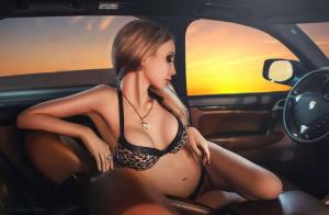 Шикарная блондинка в Porsche Cayenne