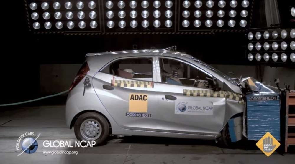 Краш-тест ситикара Hyundai Eon для рынка Индии по методике Global NCAP