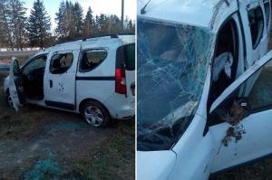 В Минском районе Mercedes протаранил и опрокинул Renault: водителя спасли ремни безопасности
