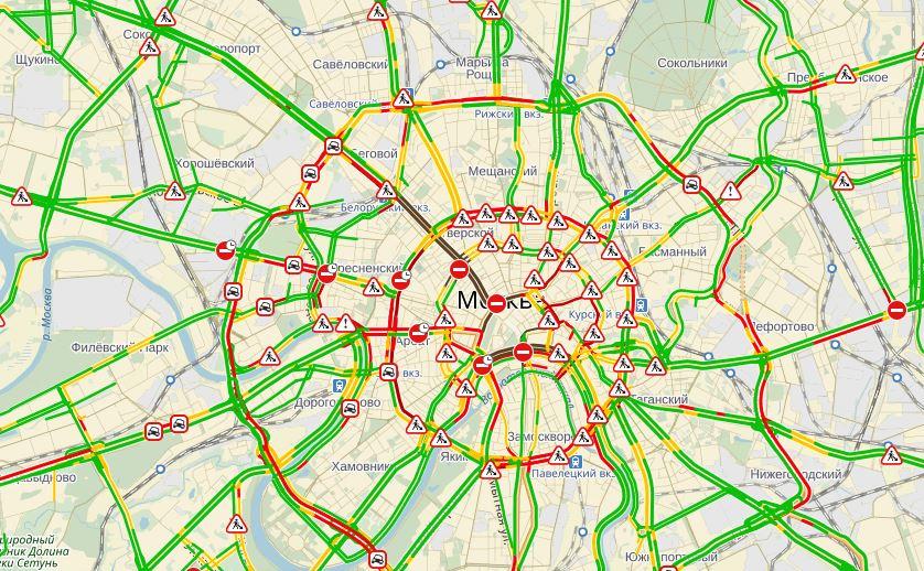 Карта пробки в москве и московской области