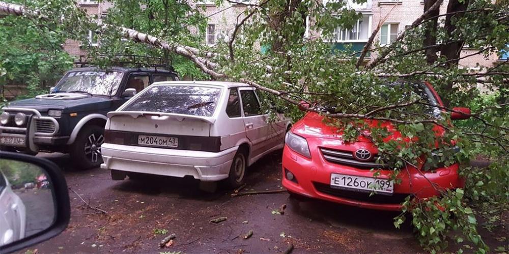 Названо количество поврежденных ураганом автомобилей в Москве