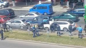 В центре Гомеля пьяный водитель Audi собрал "паровоз" из пяти машин