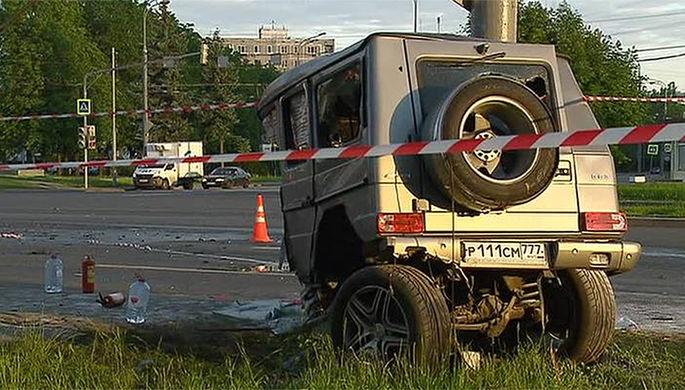 В Москве водитель Gelandewagen заживо сгорел после ДТП
