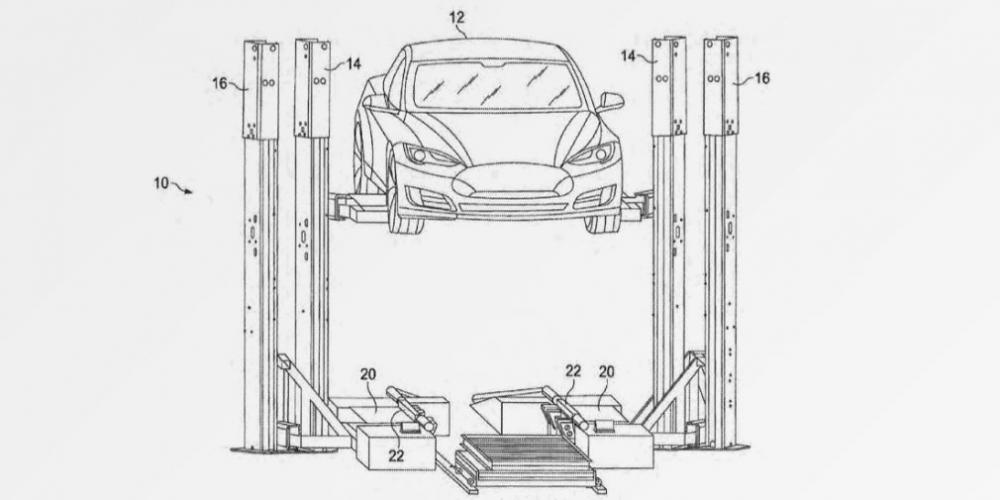 Tesla придумала аппарат для быстрой замены аккумуляторов