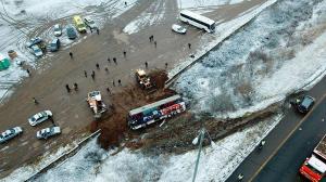 В Подмосковье перевернулся рейсовый автобус с людьми