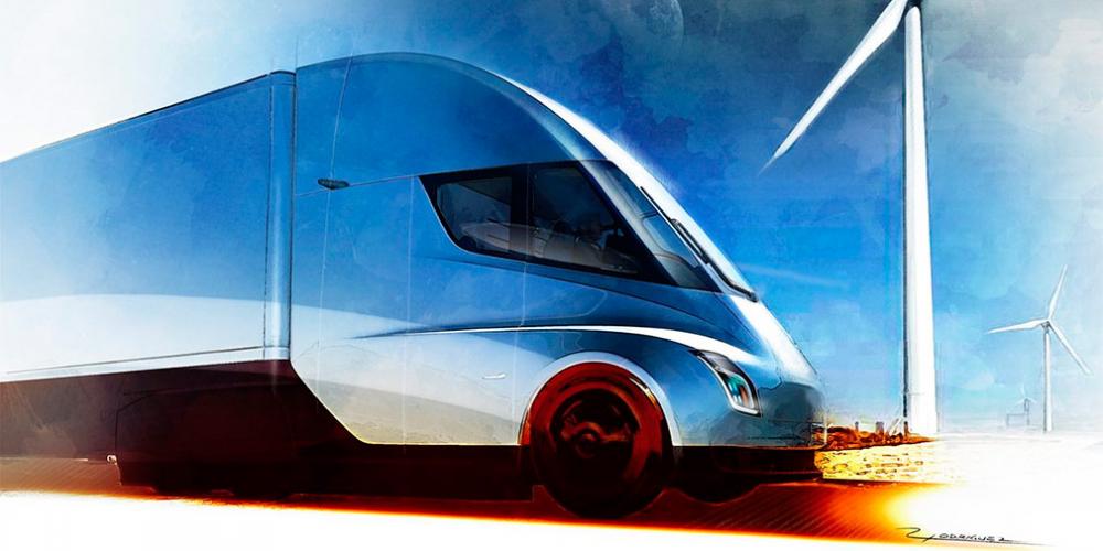 Шеф-дизайнер Tesla показал ранний набросок электрической фуры