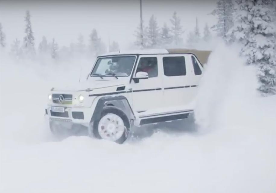 Видео: внедорожник Maybach дрифтит по снегу в лесу