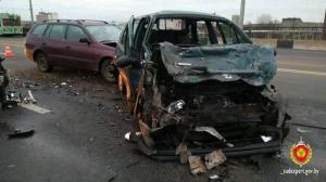 В Минске в столкновении трех автомобилей пострадали три человека