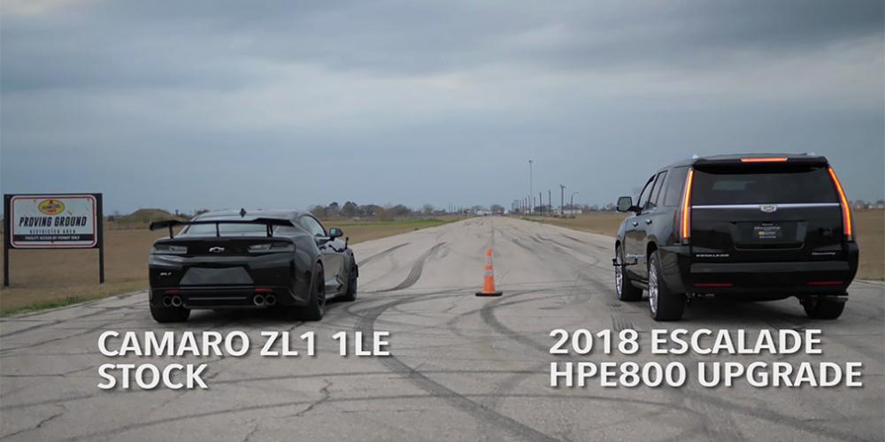 Chevrolet Camaro и Cadillac Escalade сразились в дрэг-рейсинге