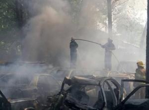 Невероятный пожар в Киеве - сгорело сразу 50 автомобилей