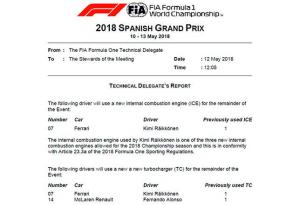 FIA подтвердила замены элементов силовых установок