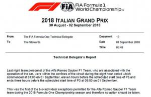 В Sauber нарушили правило комендантского часа