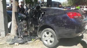 ДТП в Алматы: двух человек с трудом достали из покореженного Lexus