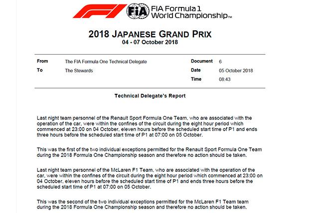 McLaren и Renault нарушили правило комендантского часа