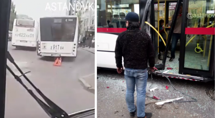 Автобусы столкнулись на остановке в Астане: пострадали 4 ребенка 