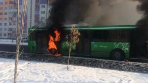 Пассажирский автобус загорелся в Алматы