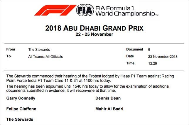Слушания по протесту Haas F1 отложены
