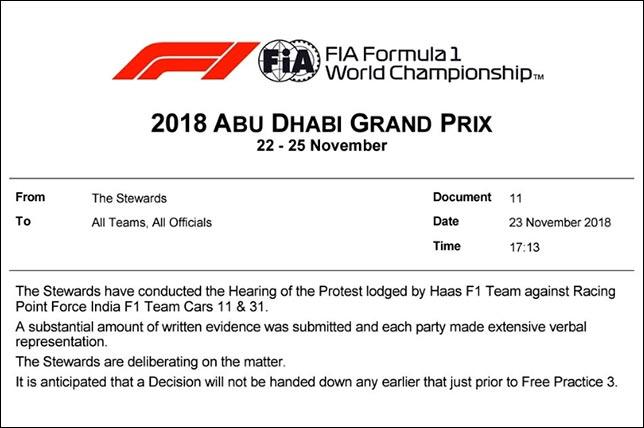 Решение по протесту Haas F1 объявят в субботу
