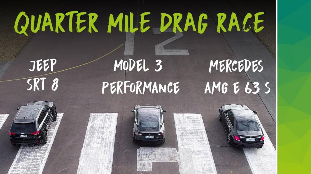 Model 3, E63 S AMG и Grand Cherokee SRT8 сравнили на трассе — что из этого вышло?