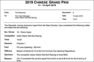 Red Bull Racing оштрафована на 800 евро