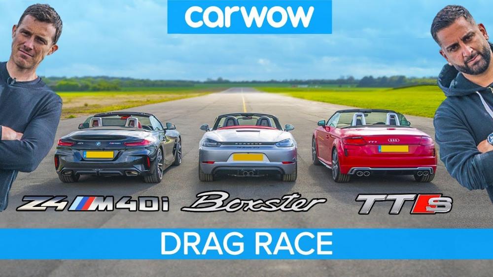 Битва родстеров. BMW Z4, Audi TTS и Porsche Boxster GTS сравнили в драг-рейсе