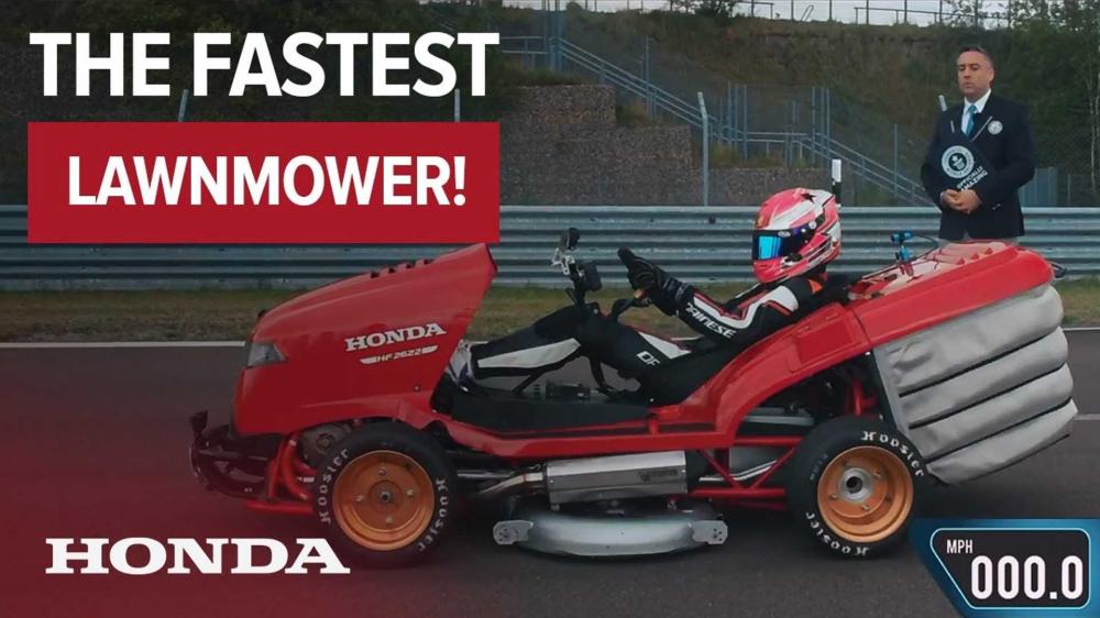 Видео: газонокосилка Honda установила новый рекорд скорости
