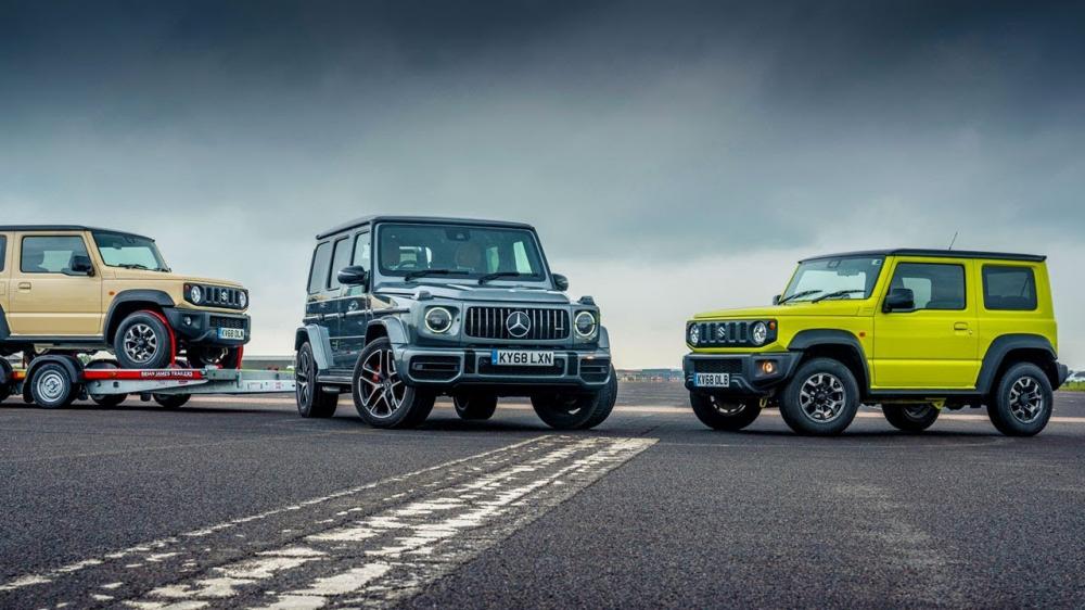 Посмотрите на гонку Suzuki Jimny против Mercedes-AMG G63