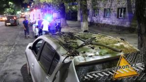 Часть дерева упала на Renault в Алматы и проломила крышу