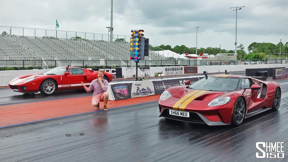 Видео: Ford GT двух поколений сразились в дрэге