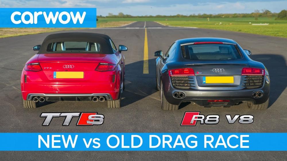 Дрэг-дуэль Audi: старое купе R8 против нового родстера TTS