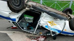 В Казани полицейская машина перевернулась в ходе погони