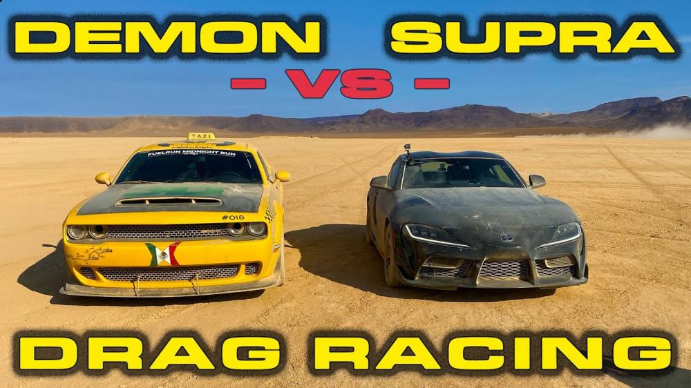 Dodge Demon устроил в пустыне гонку с новой Toyota Supra