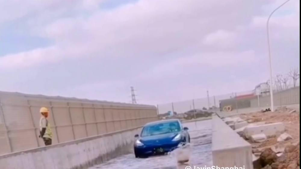 Видео: Tesla доказала, что электрокары не боятся луж
