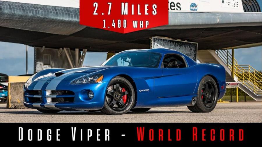 Посмотрите, как 1400-сильный Dodge Viper случайно установил рекорд скорости