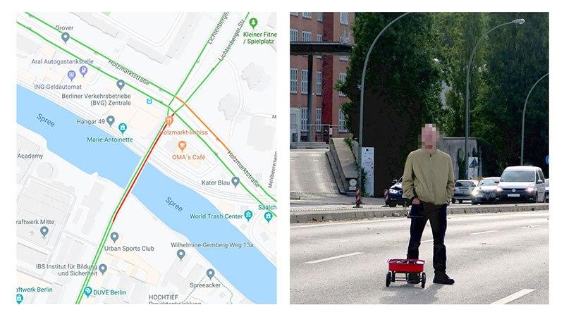 Немец хакнул Google Maps при помощи тележки с кучей смартфонов