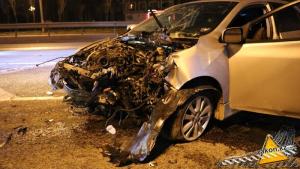 Toyota Corolla разбила пешеходный переход в Алматы