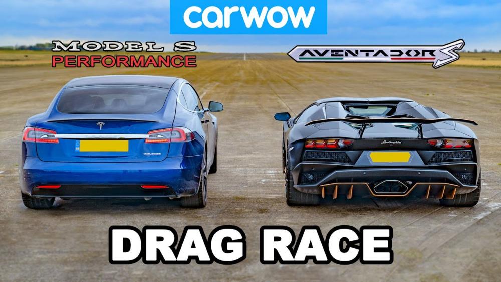 Дрэг-гонка: обновлённая Tesla Model S против Lamborghini Aventador S