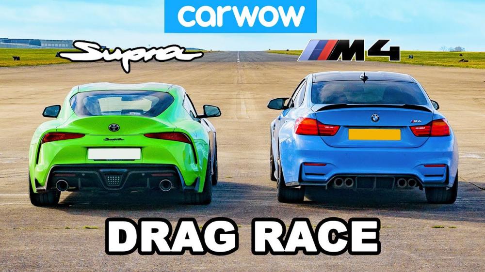 Видео: новая 440-сильная Toyota Supra сразилась в дрэге с BMW M4
